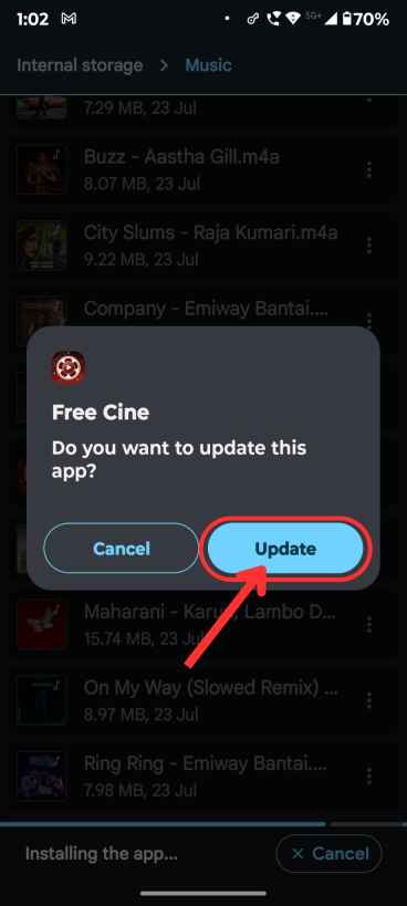 Atualizar Freecine APK 3